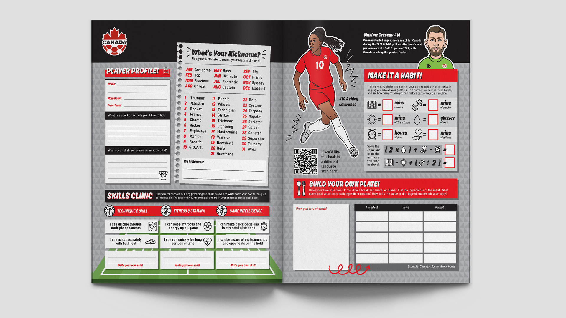 soccer activity booklet inside spread