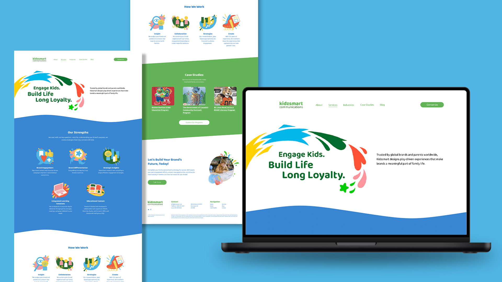 Kidzsmart services page website mockup