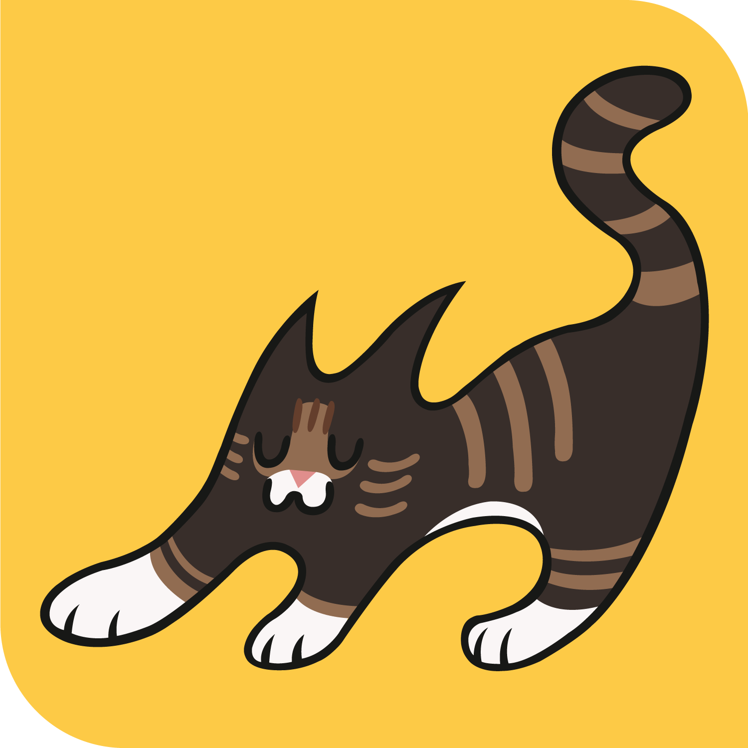 brown cat on yellow background illustration